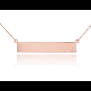14k rose gold bar necklace